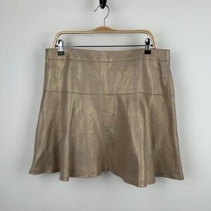 NWT Banana Republic Heritage Collection Gold Mini Flare Skirt Shine Linen SZ 14